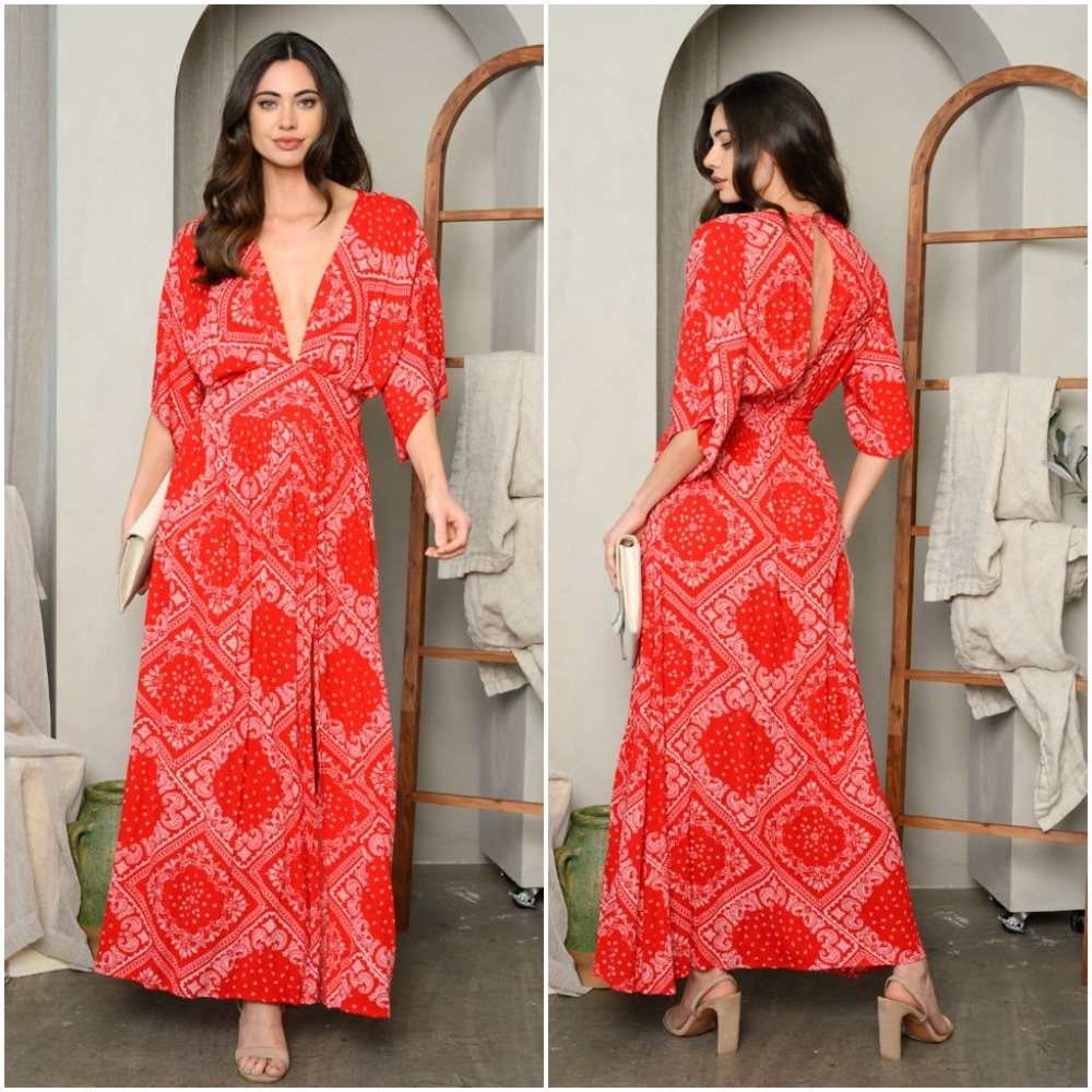 #47 Red Bandana Print Dress